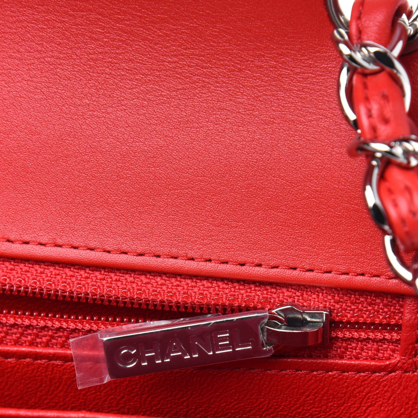 Patent Calfskin Quilted Bi-Color Mini Rectangular Flap Red Black