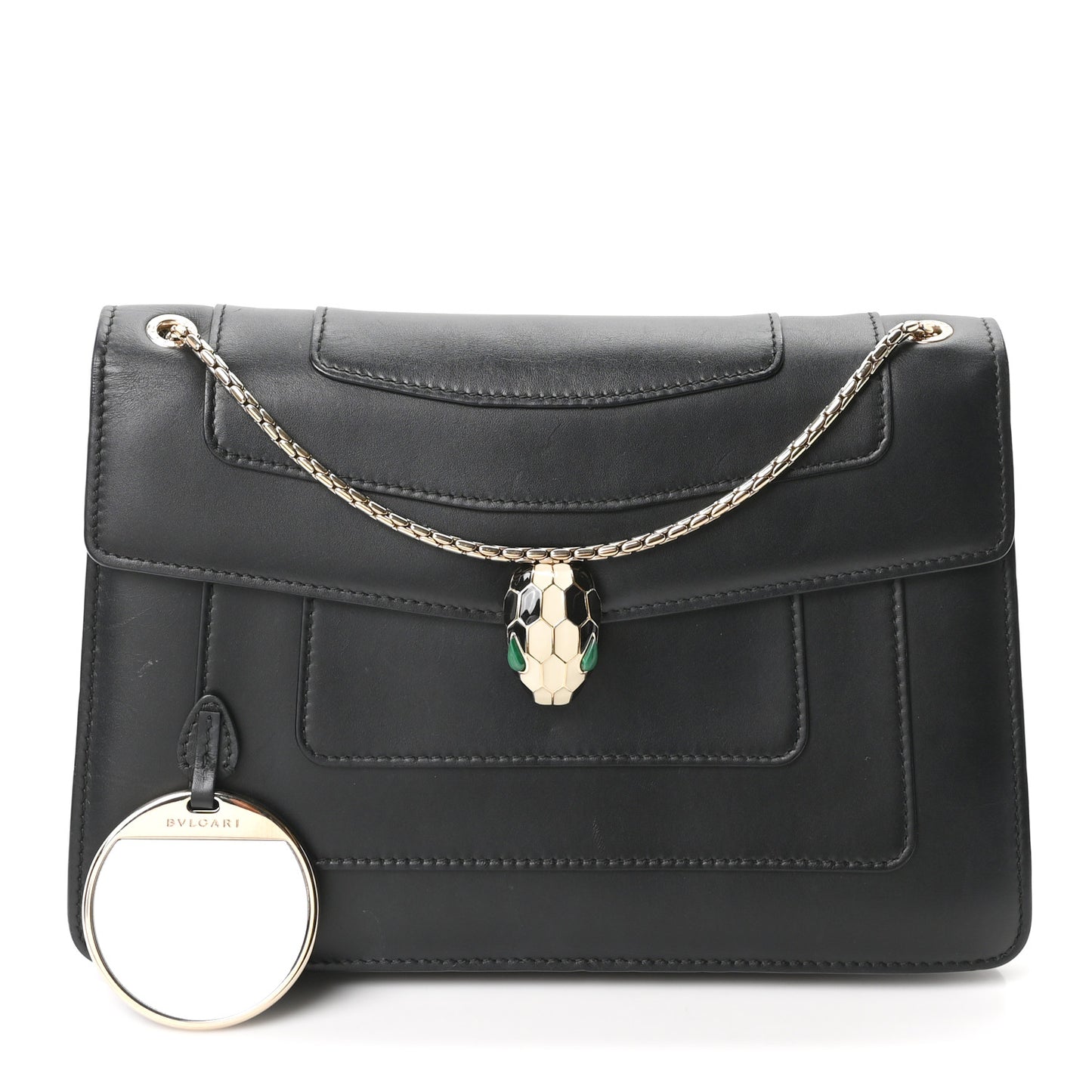 Calfskin Serpenti Forever Shoulder Bag Black