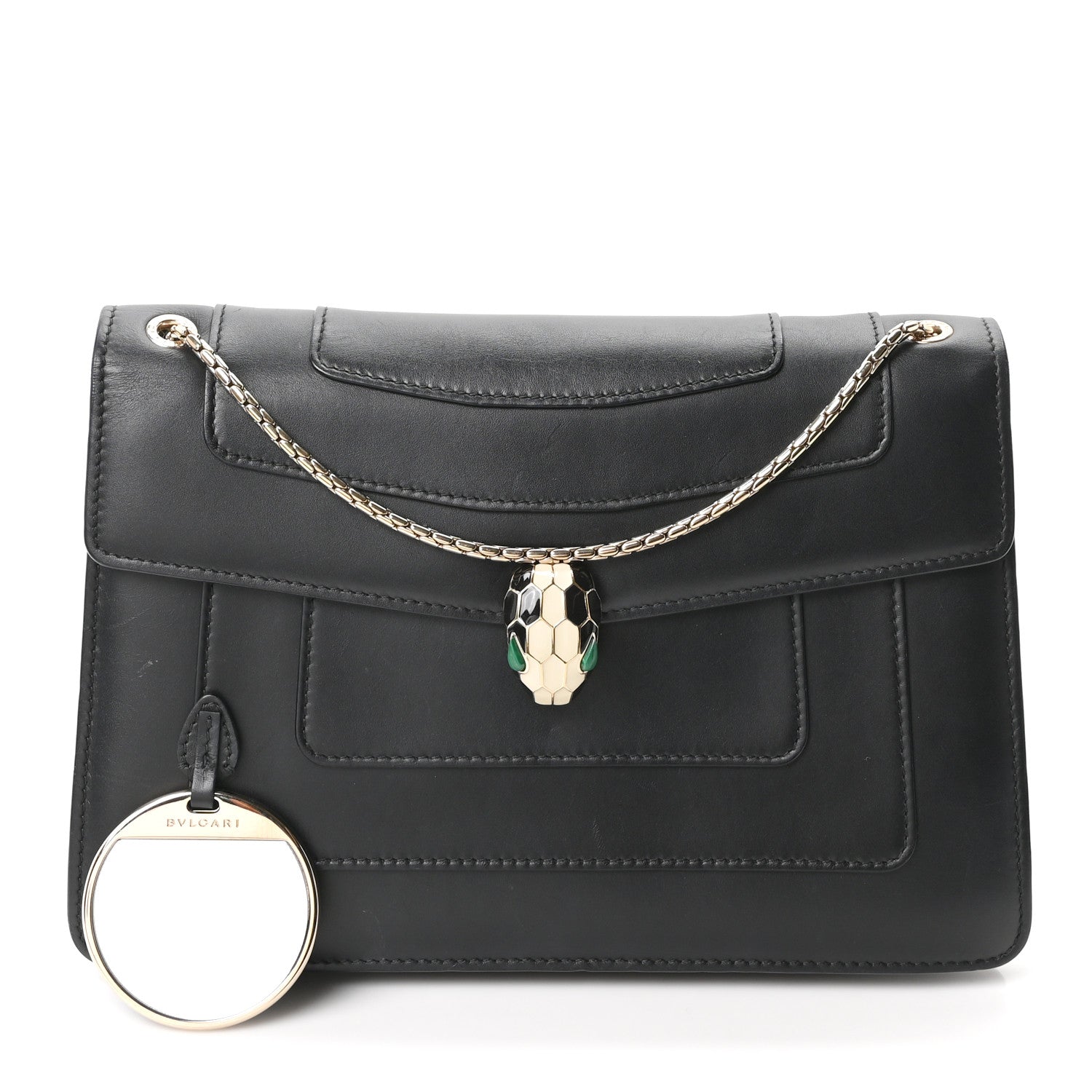 Bulgari Calfskin Serpenti Forever Shoulder Bag Black 3 of 11