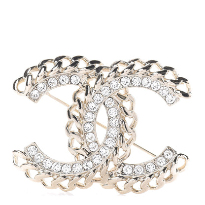 Chanel Crystal Chain CC Brooch Gold 1 of 4