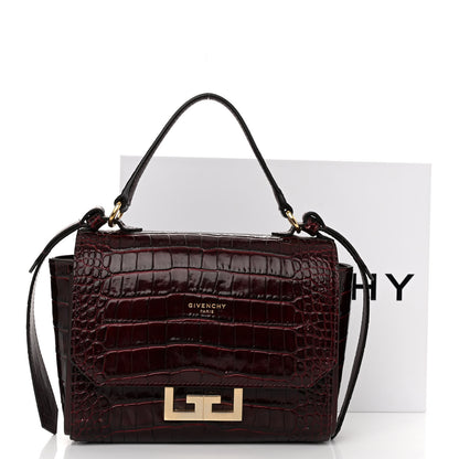 Givenchy Calfskin Crocodile Embossed Eden Mini Top Handle Burgundy 12 of 12