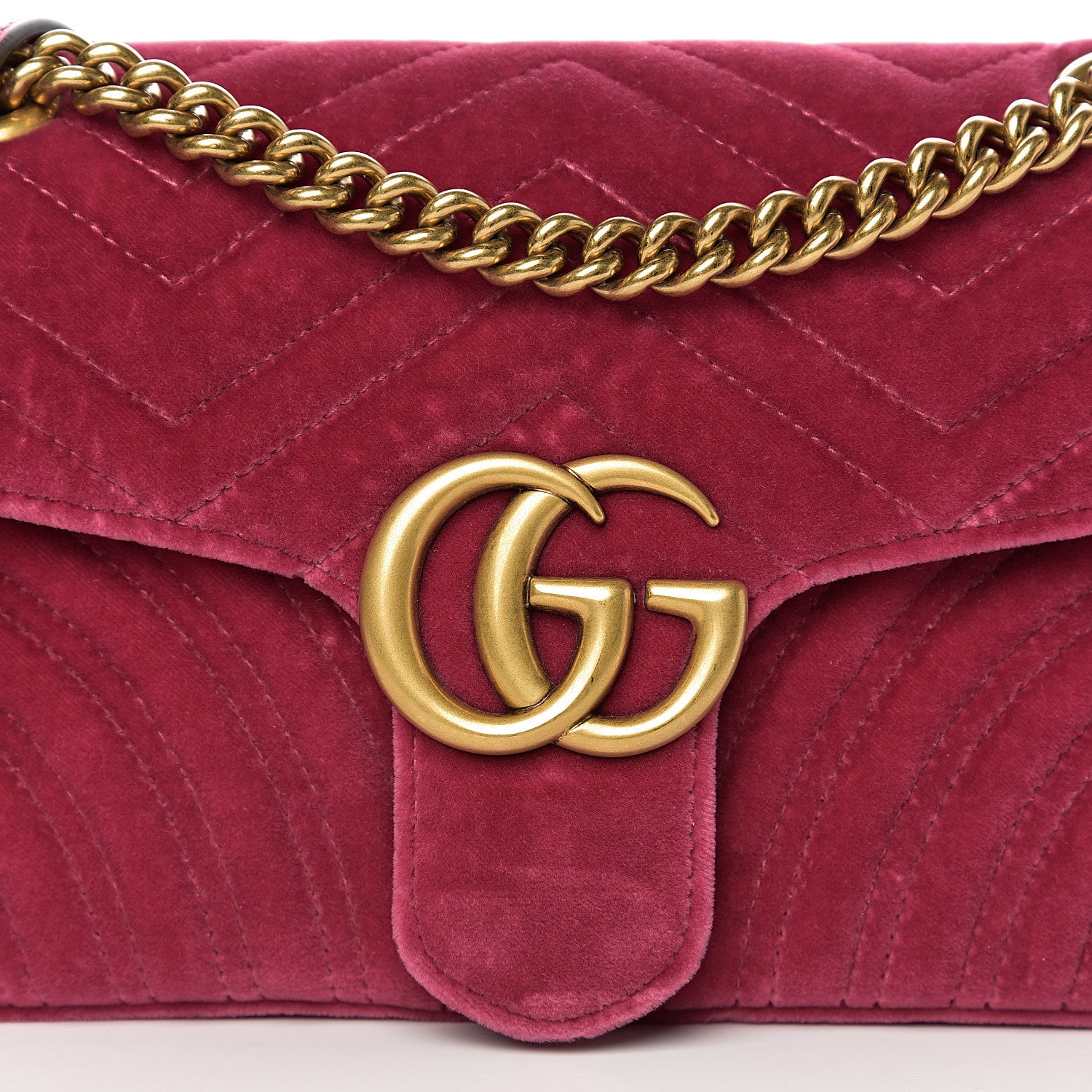 Gucci Velvet Matelasse Small GG Marmont Shoulder Bag Light Raspberry Rose 9 of 9