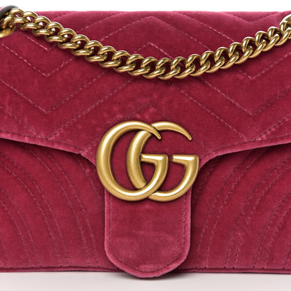 Gucci Velvet Matelasse Small GG Marmont Shoulder Bag Light Raspberry Rose 9 of 9