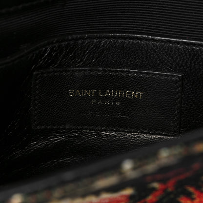 Saint Laurent Jacquard Calfskin Sunset Small Monogram Kate Satchel Black 6 of 7
