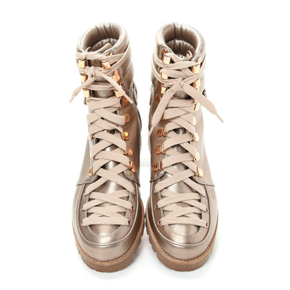 Christian Louboutin Metallic Calfskin Womens Who Runs Flat Boots 38.5 Colombe 5 of 9
