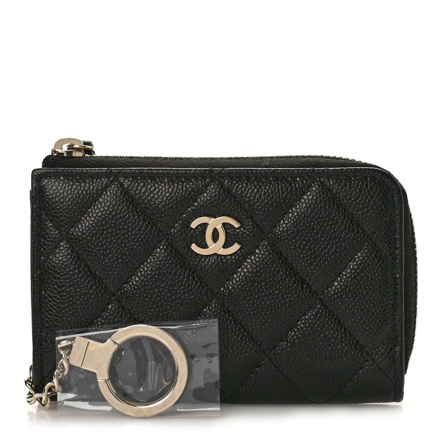 Caviar Quilted Key Holder Case Black