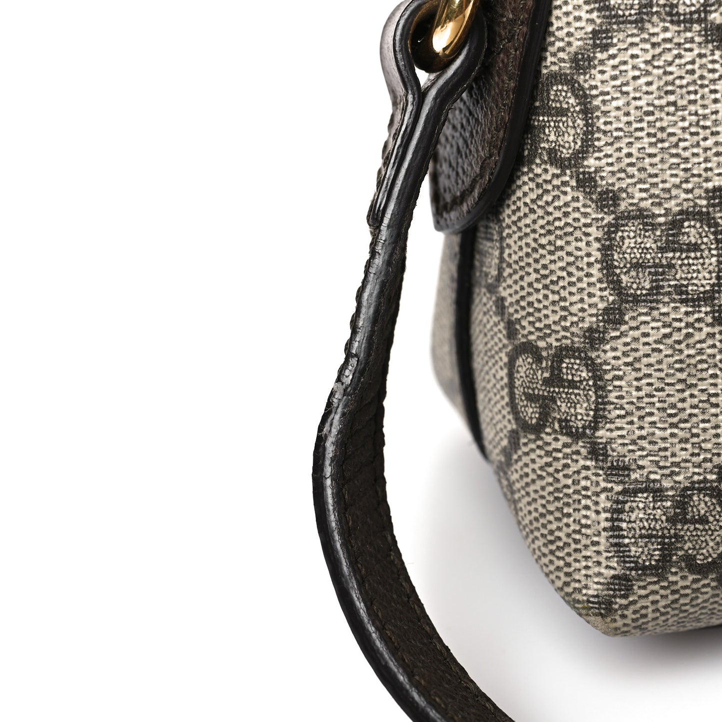 GG Supreme Monogram Textured Dollar Calfskin Web Small Ophidia Dome Shoulder Bag Beige Ebony New Acero