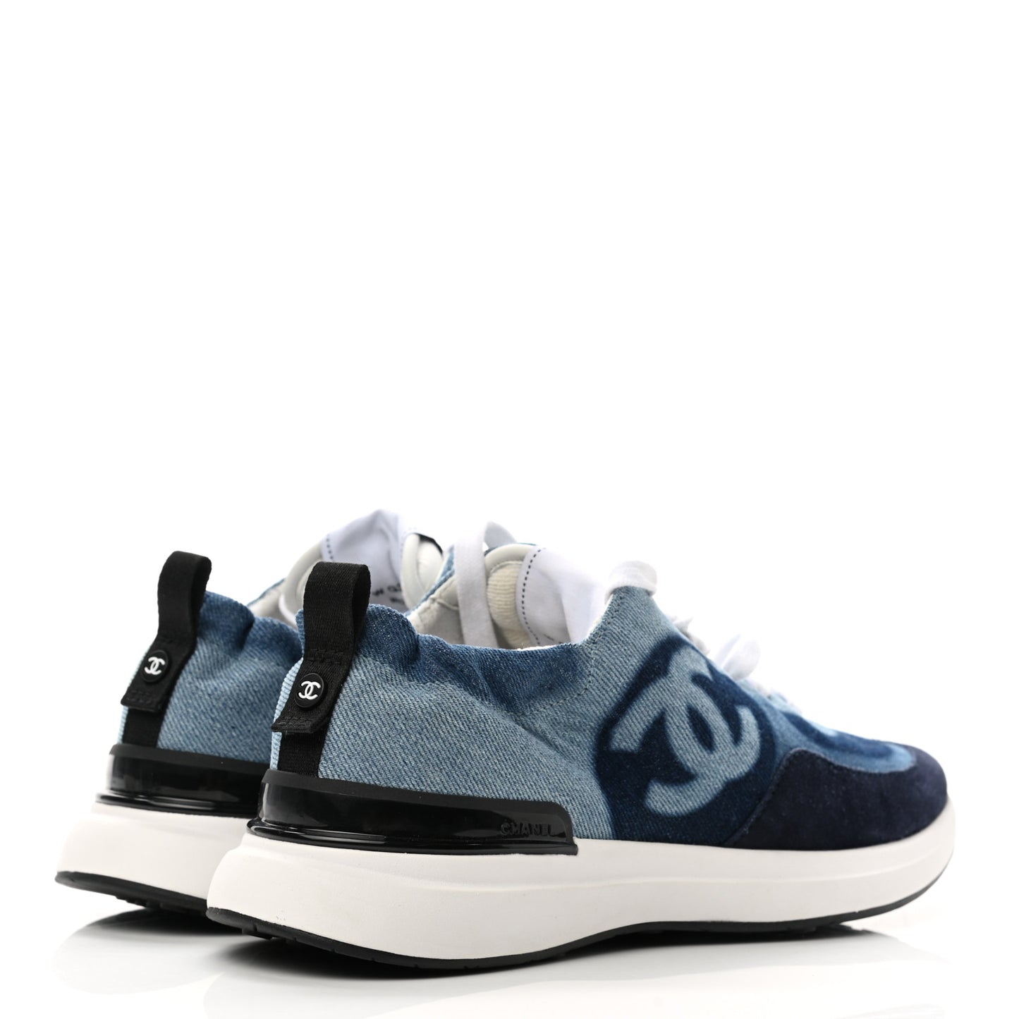 Denim Suede Calfskin Womens CC Sneakers 40 Dark Blue