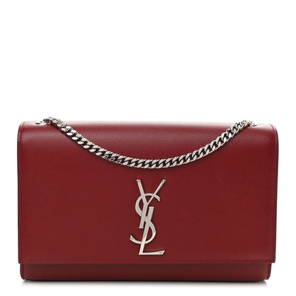 Saint Laurent Grain De Poudre Medium Monogram Kate Satchel Dark Red 1 of 12