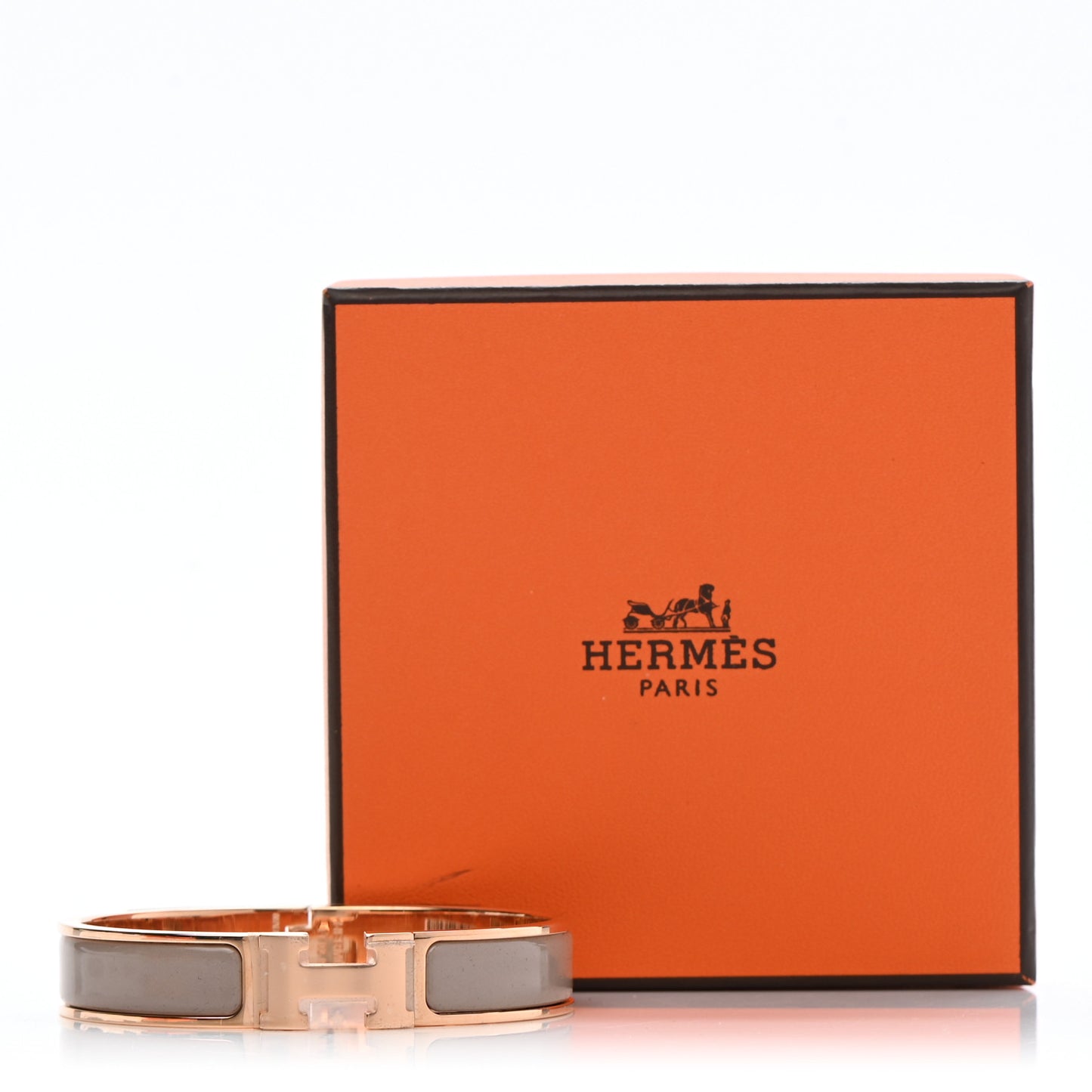 Enamel Narrow Clic Clac H Bracelet PM Marron Glace