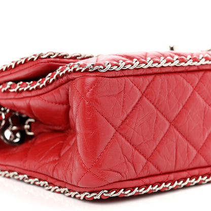 Chanel Crumpled Calfskin Medium Chain All Over Flap Red 9 of 10