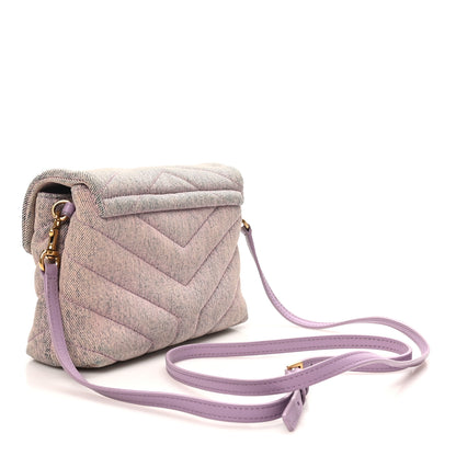 Saint Laurent Denim Y Quilted Monogram Toy Loulou Crossbody Bag Bleached Lilac 3 of 10