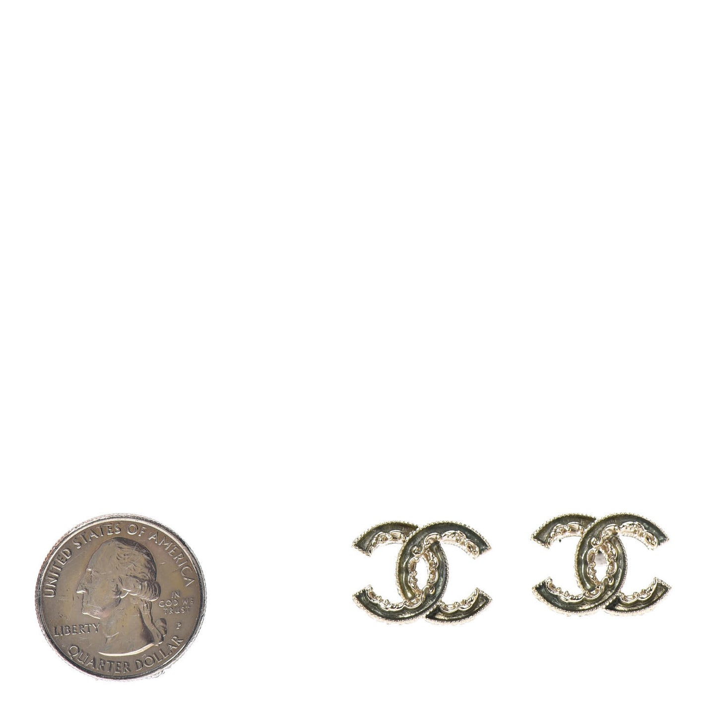 Enamel CC Baroque Earrings Light Gold