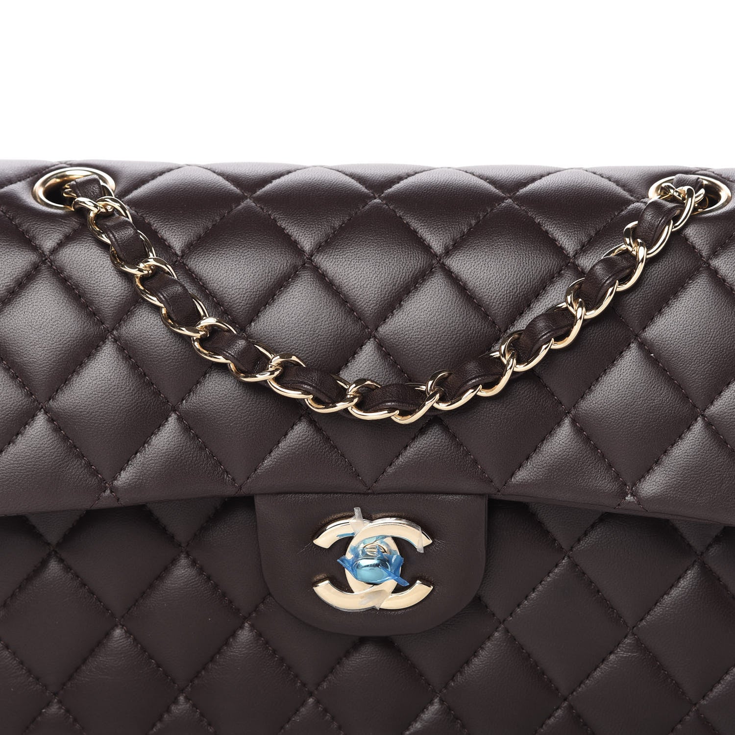 Chanel Lambskin Quilted Small Double Flap Dark Brown 10 of 10