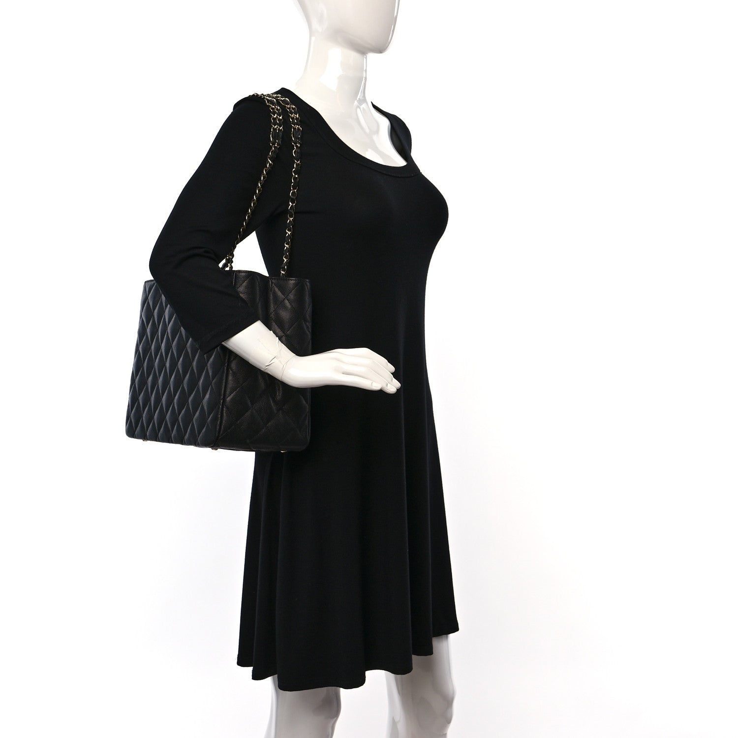 Chanel Caviar Quilted Small Shopping Tote Black 2 of 14