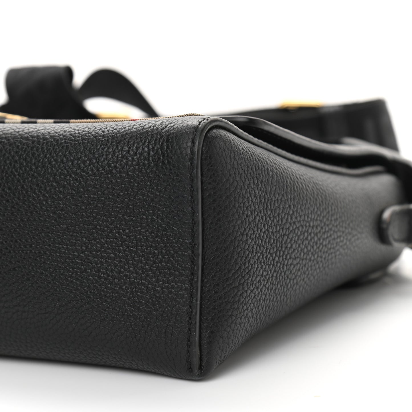 Grainy Calfskin Vintage Check Note Crossbody Bag Black