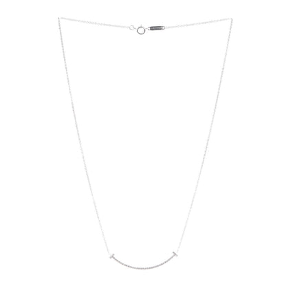 Tiffany 18K White Gold Diamond Small T Smile Pendant Necklace 3 of 7