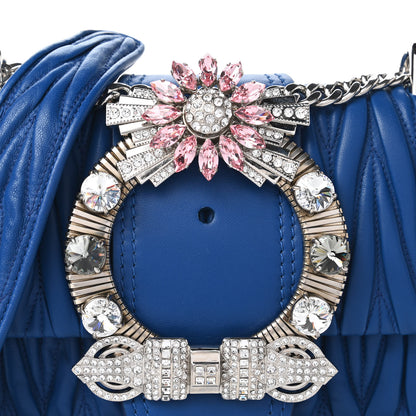 Miu Miu Nappa Matelasse Crystal Embellished Lady Shoulder Bag Blue 9 of 9