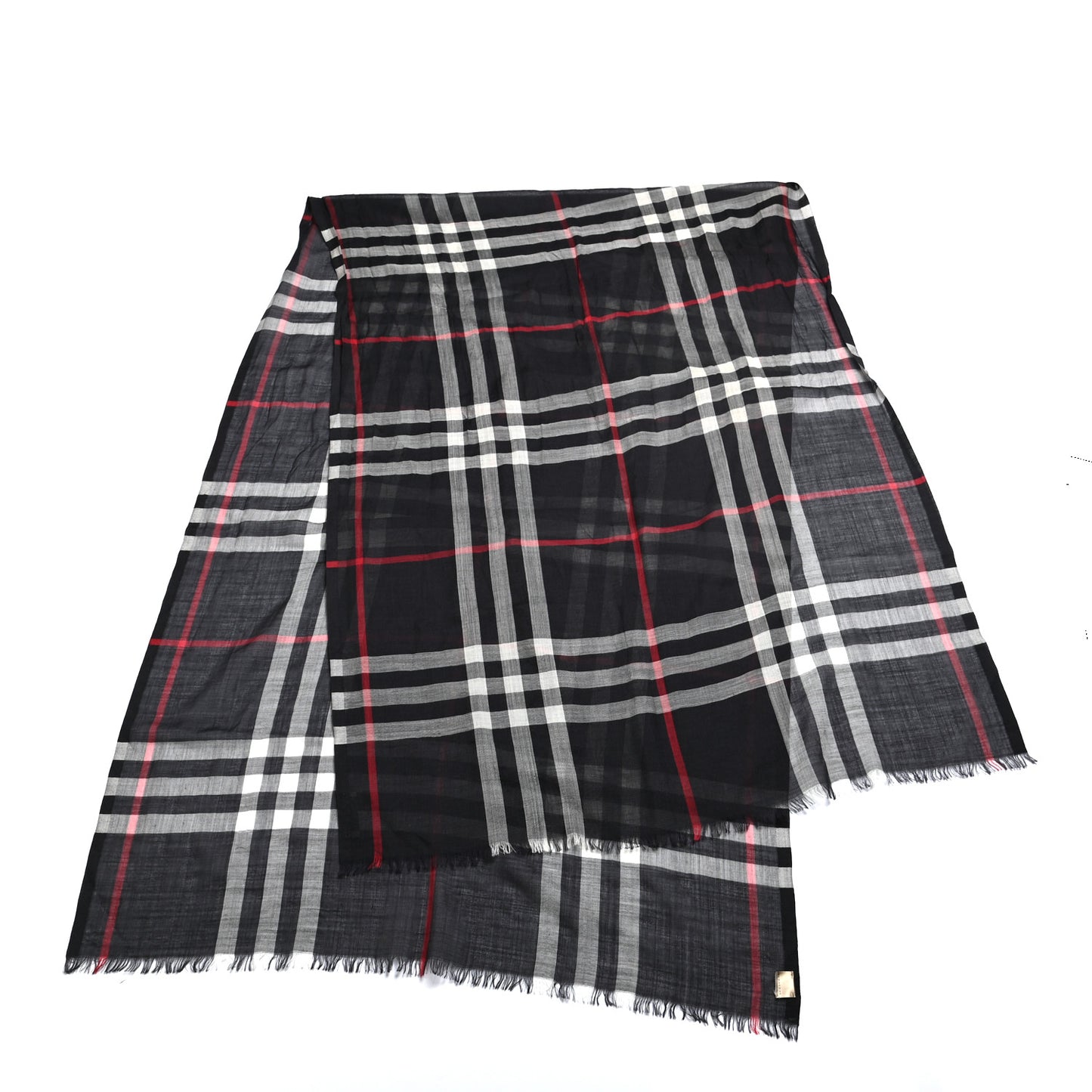 Linen Classic Check Check Lightweight Scarf Black