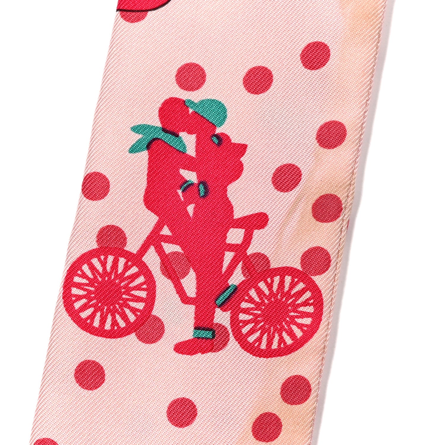 Hermes Silk Les Nouveaux Amoureux de Paris Twilly Rose Pale Vert Rose 6 of 6