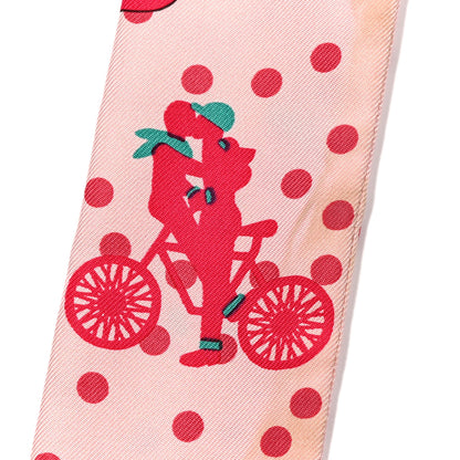 Hermes Silk Les Nouveaux Amoureux de Paris Twilly Rose Pale Vert Rose 6 of 6