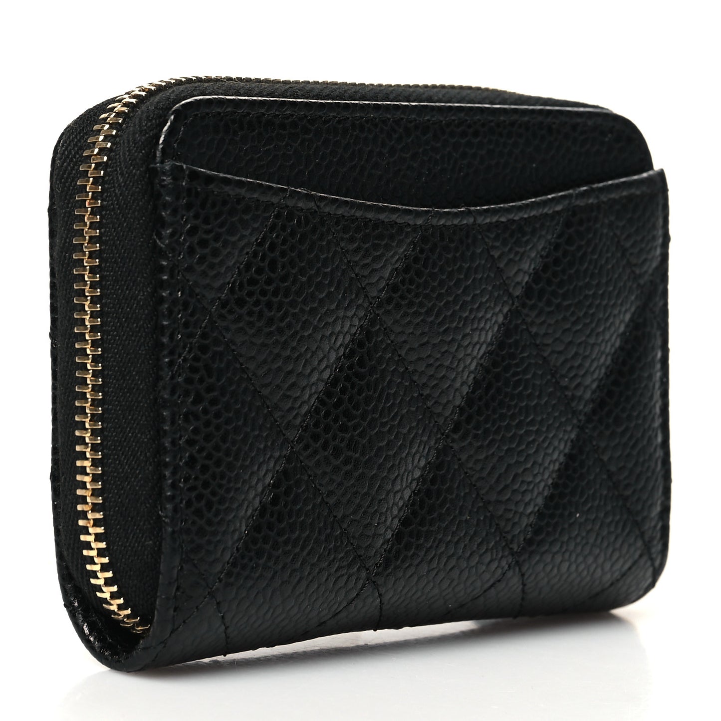 Caviar Quilted Classic Zipped Coin Purse Black