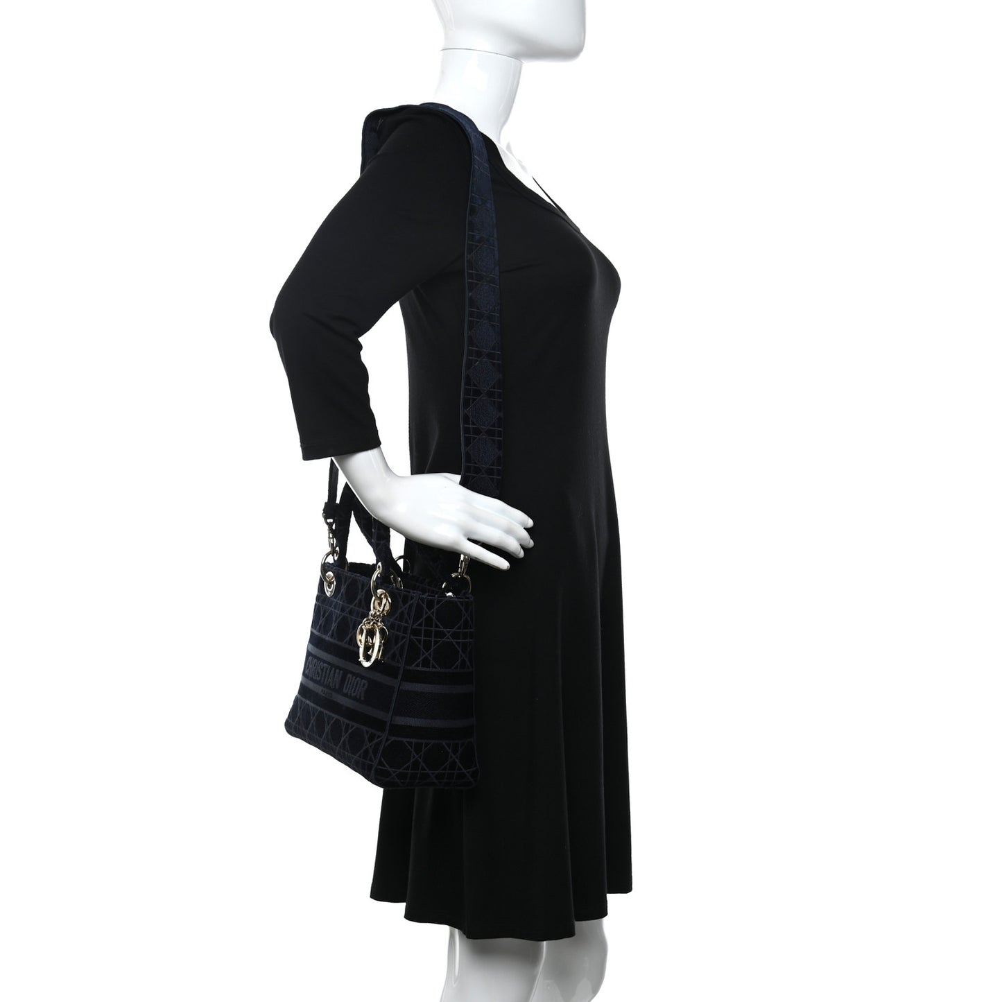 Velvet Cannage Medium Lady D-Lite Blue
