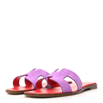 Hermes Suede Goatskin Oran Sandals 40 Violet Parme 3 of 8