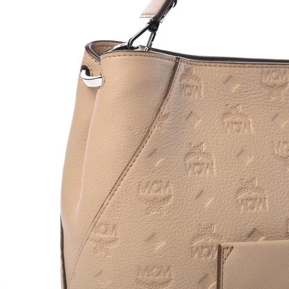 MCM Grained Calfskin Medium Klara Hobo New Beige 13 of 16