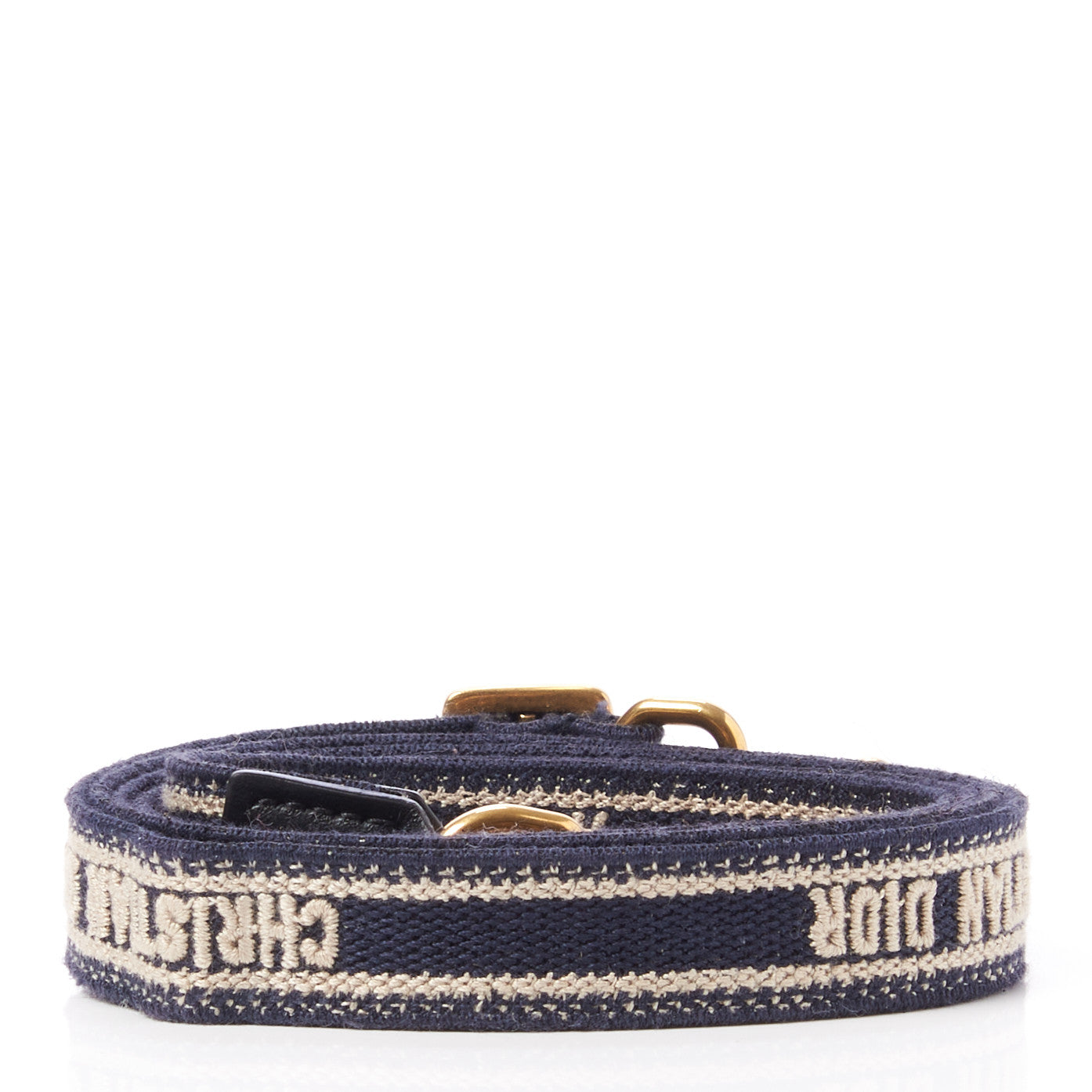 Christian Dior Canvas Embroidered Shoulder Strap Blue White 2 of 5