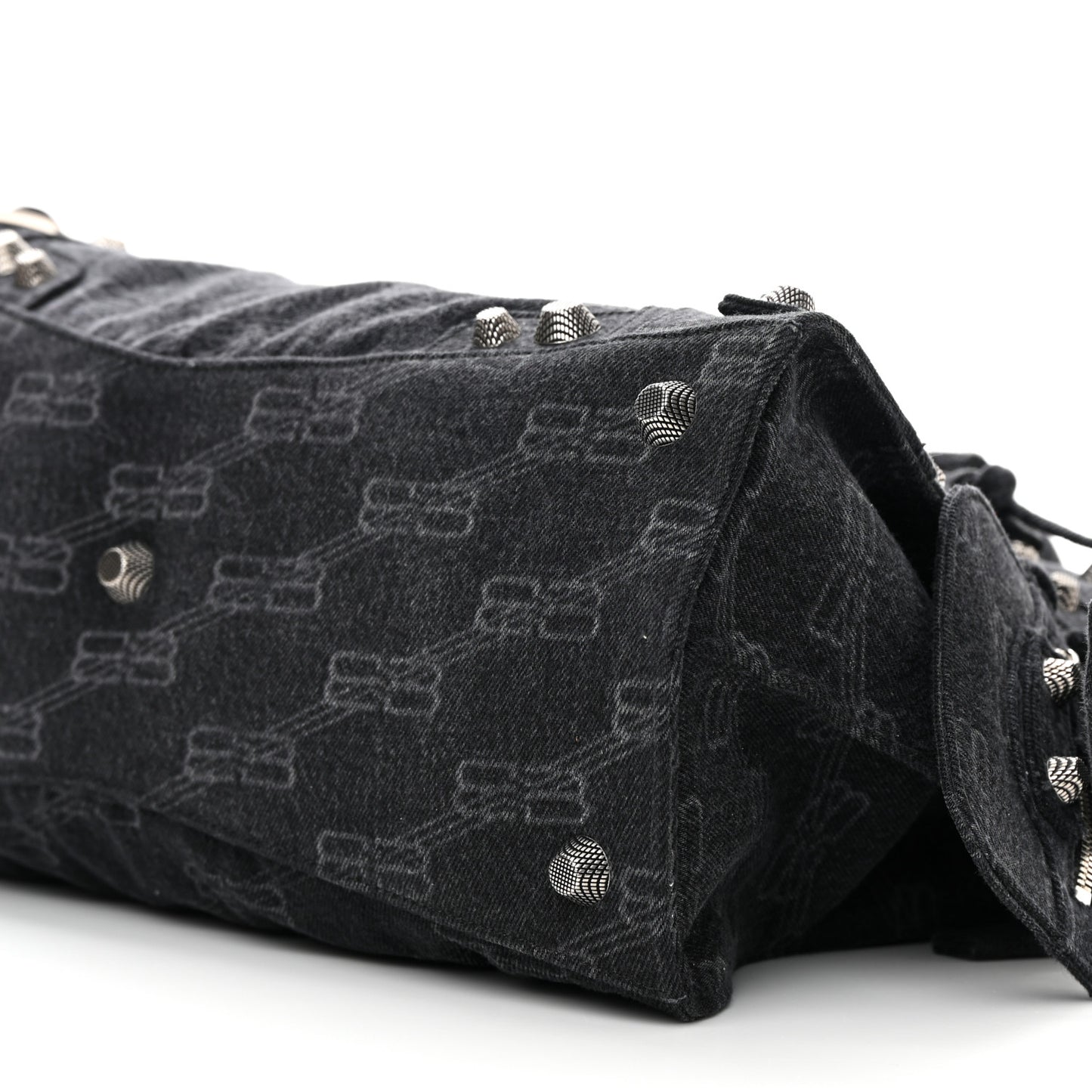 Washed Denim BB Monogram Neo Cagole City Handbag Black