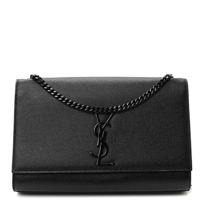 Saint Laurent Grain De Poudre Medium Classic Monogram Monochrome Kate Satchel Black 1 of 9