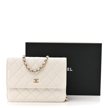 Chanel Caviar Quilted Square Wallet On Chain WOC White 14 of 14