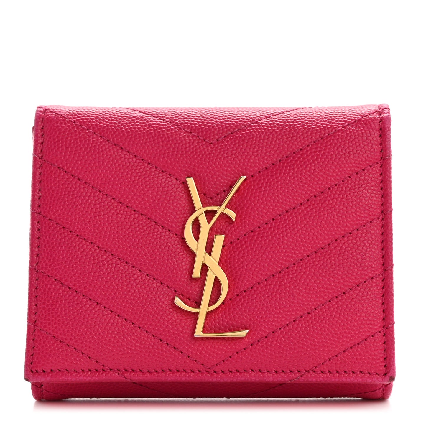 Grain De Poudre Matelasse Chevron Monogram Compact Wallet Bubblegum