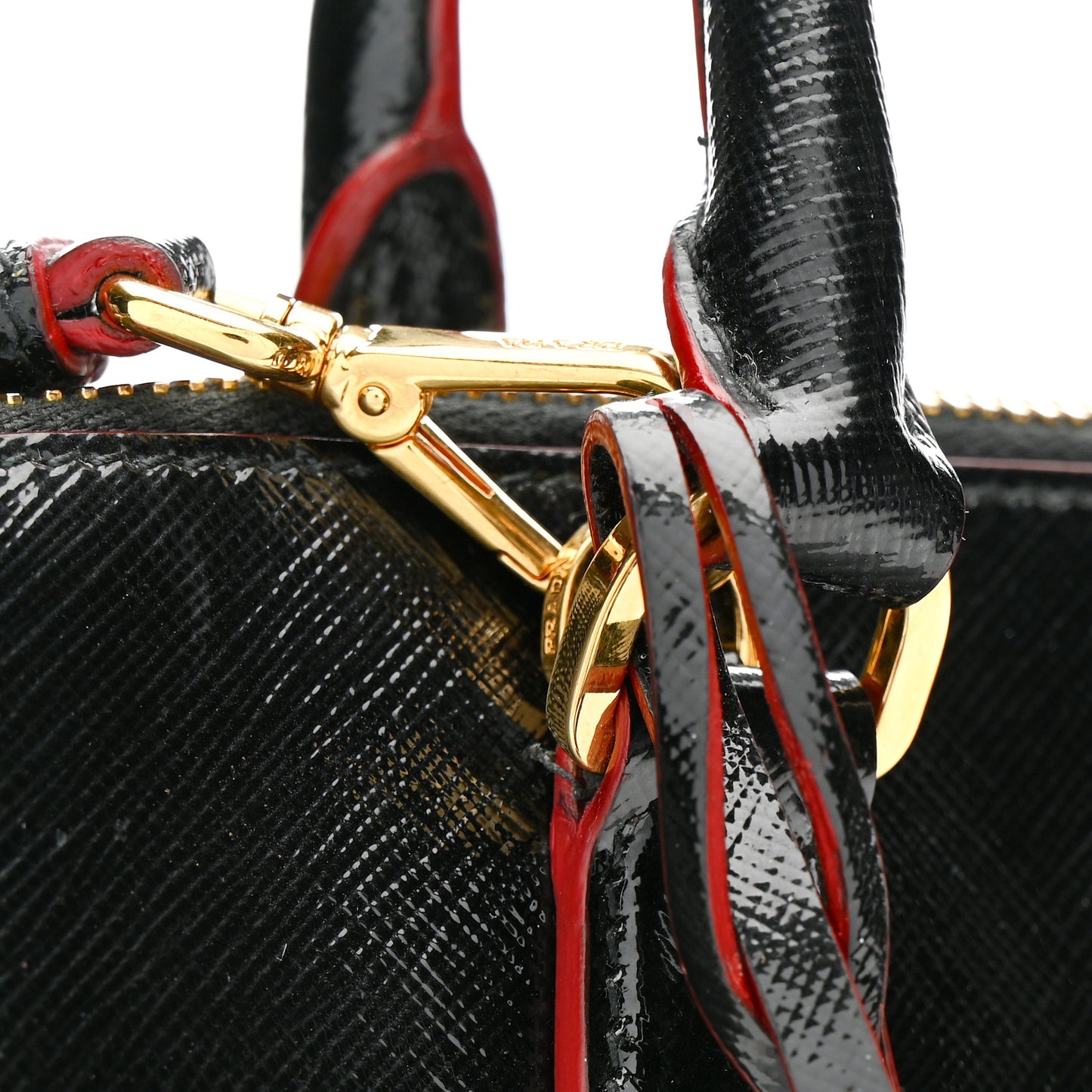 Saffiano Vernice Medium Promenade Tote Black Rosso