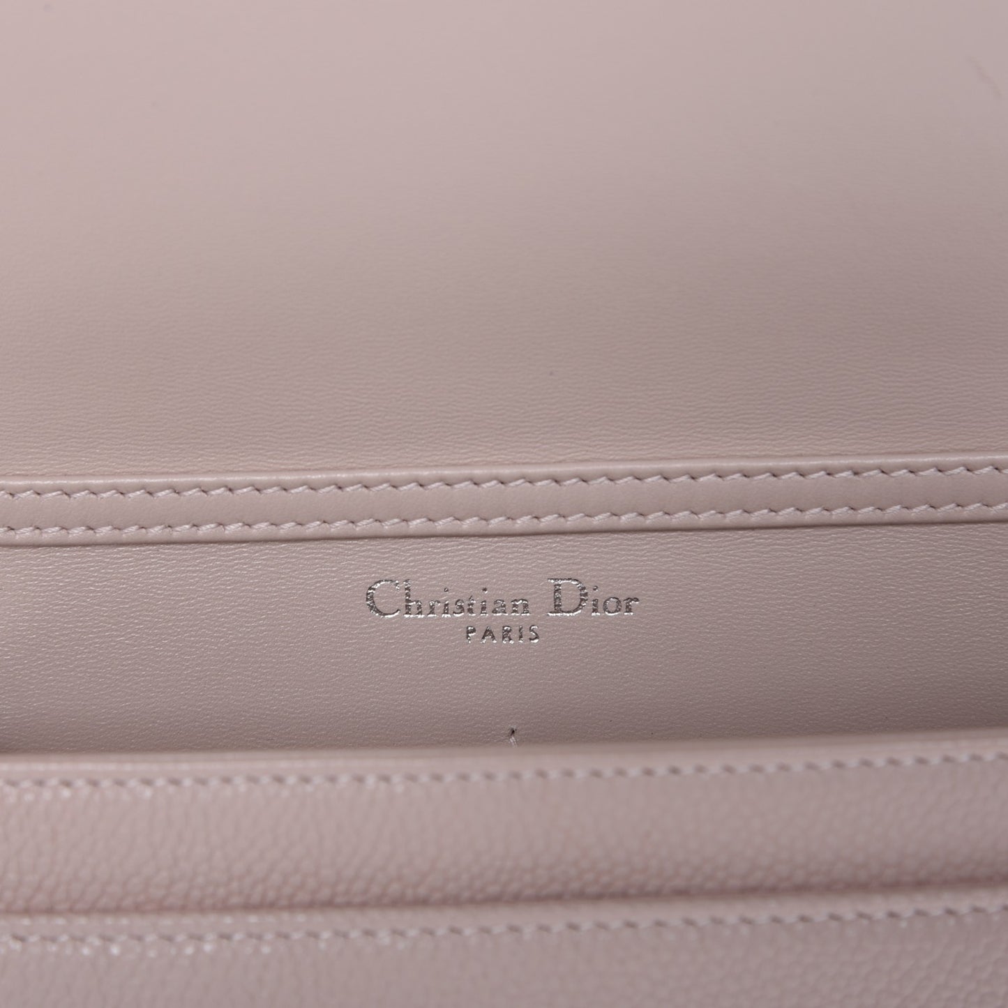 Grained Calfskin Diorama Wallet on Chain Pouch Rose Poudre