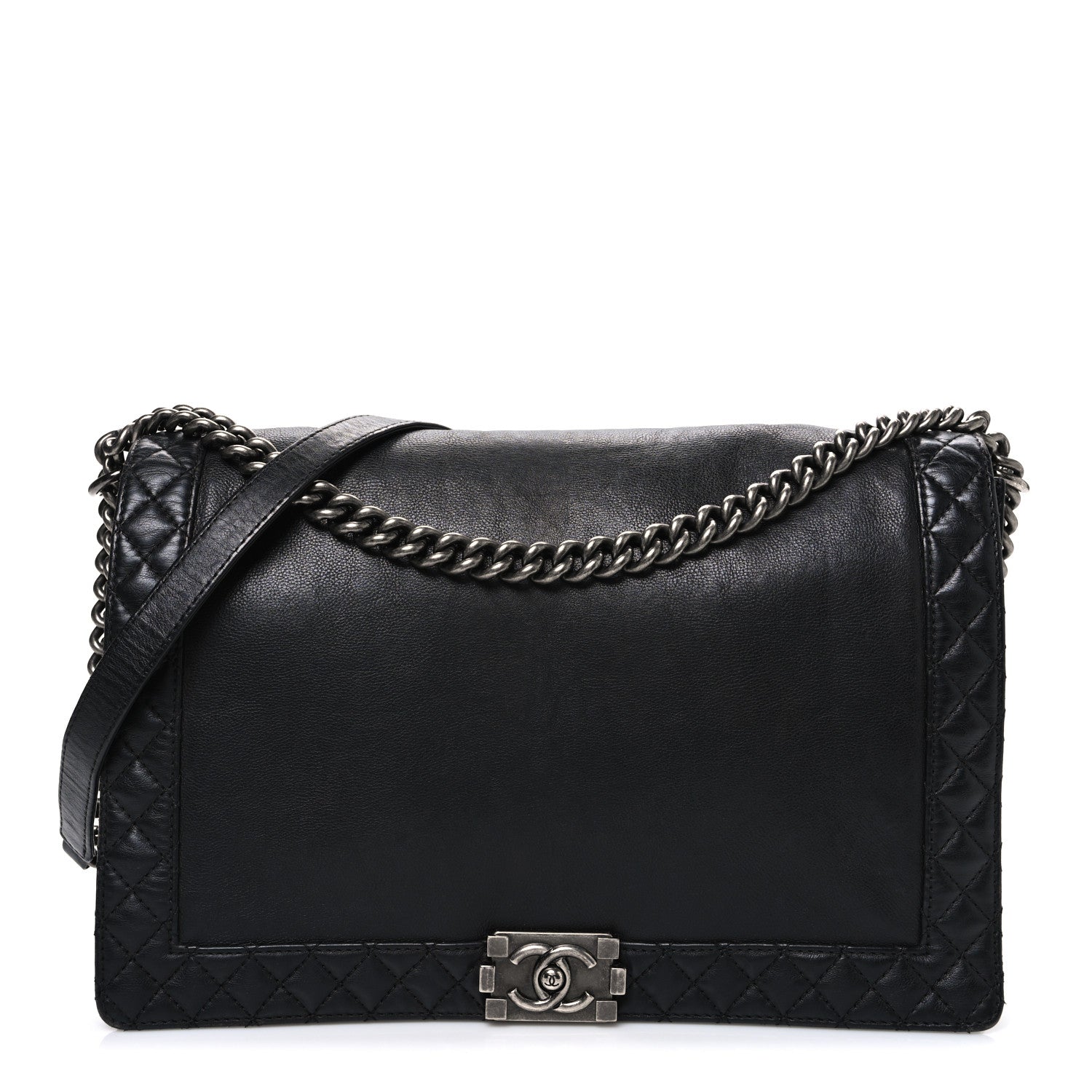 Chanel Calfskin Large Boy Reverso Flap Black 1 of 10