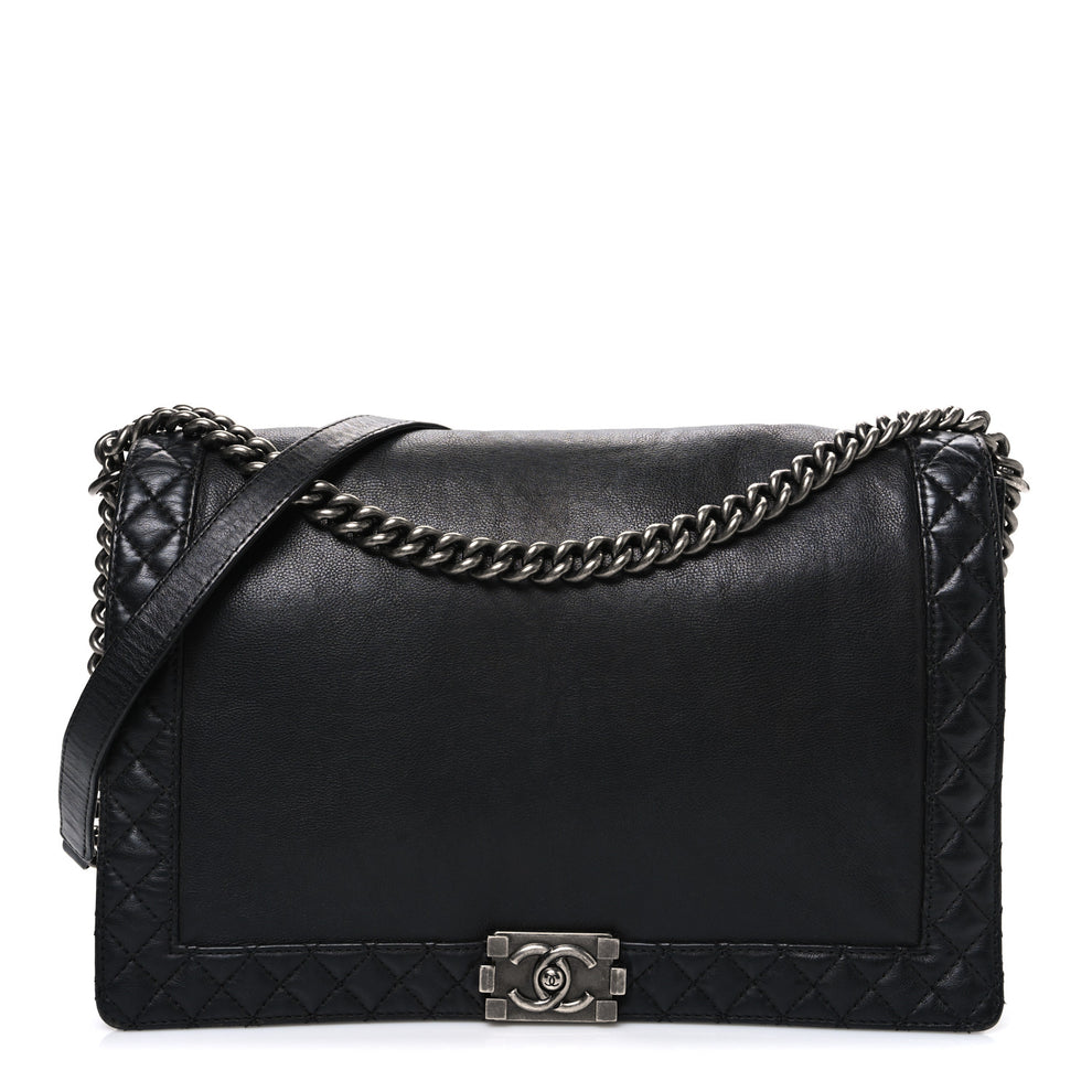 Chanel Calfskin Large Boy Reverso Flap Black 1830615 – FASHIONPHILE