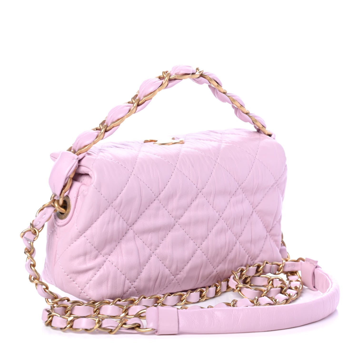 Chanel Crumpled Lambskin Quilted Small CC Links Shoulder Bag Pink 2 of 4