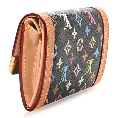 Louis Vuitton Monogram Multicolor Porte-Monnaie Plat Coin Purse Black 3 of 8