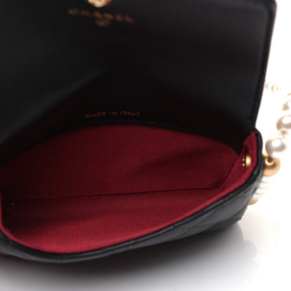 Chanel Calfskin Quilted About Pearls Card Holder Flap With Chain Black 5 of 14