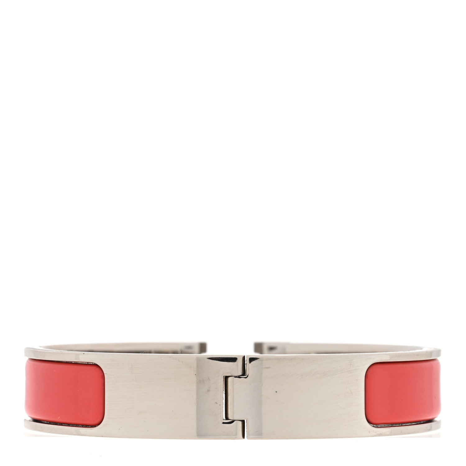 Hermes Enamel Narrow Clic Clac H Bracelet PM Rouge Corail 3 of 5
