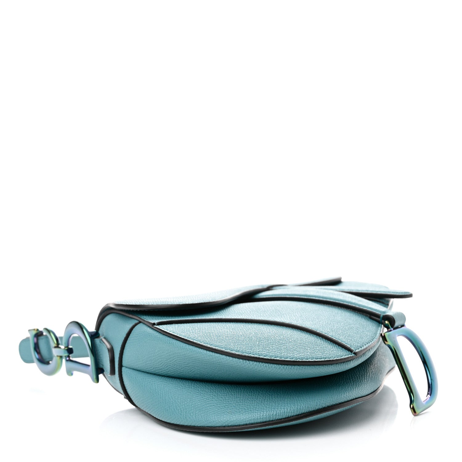 Christian Dior Grained Calfskin Saddle Bag Azure Blue 4 of 10