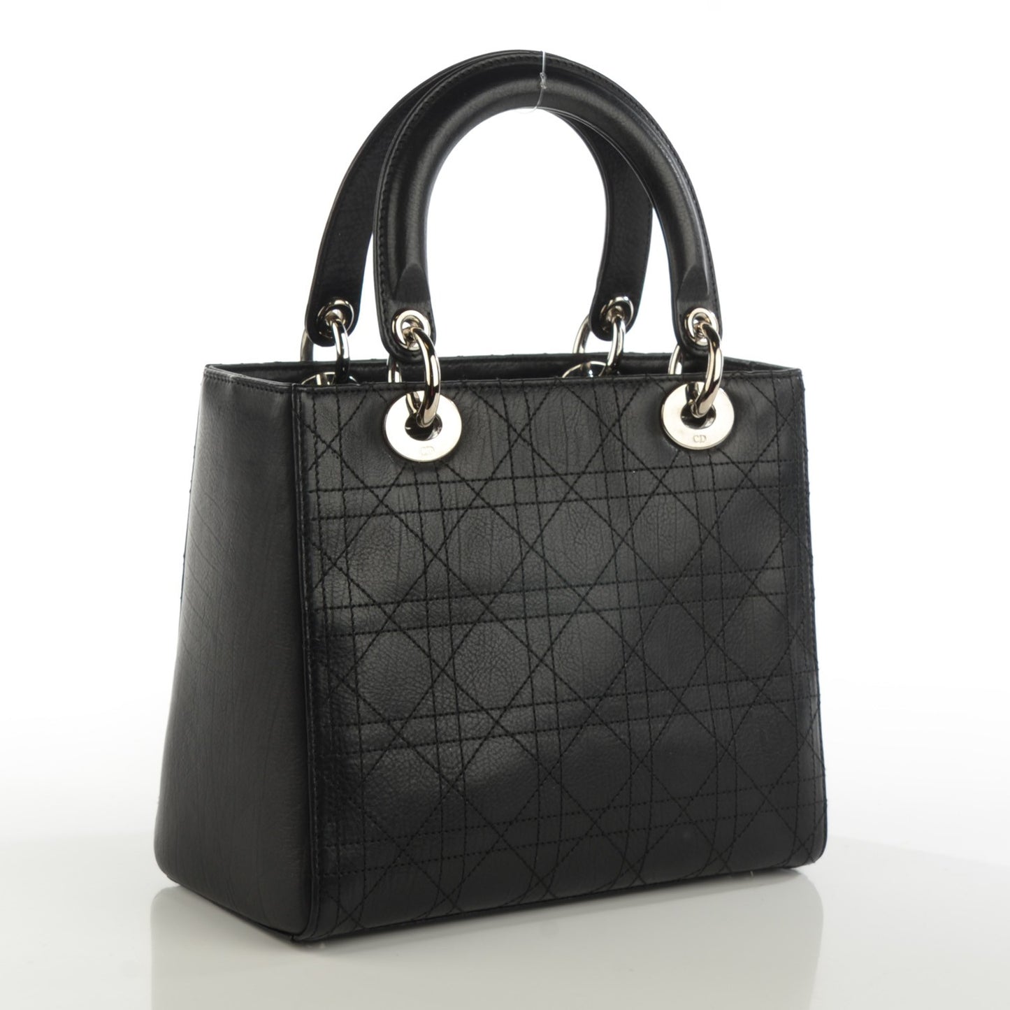 Calfskin Cannage Stitched Medium Lady Dior Black