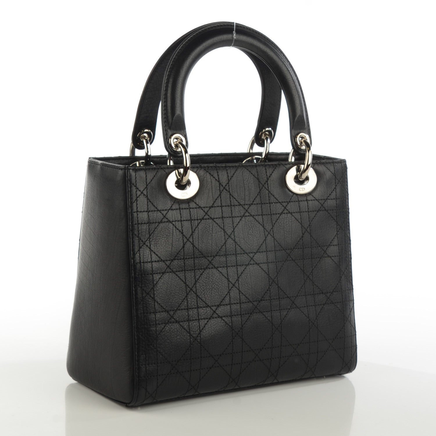 Christian Dior Calfskin Cannage Stitched Medium Lady Dior Black 3 of 7