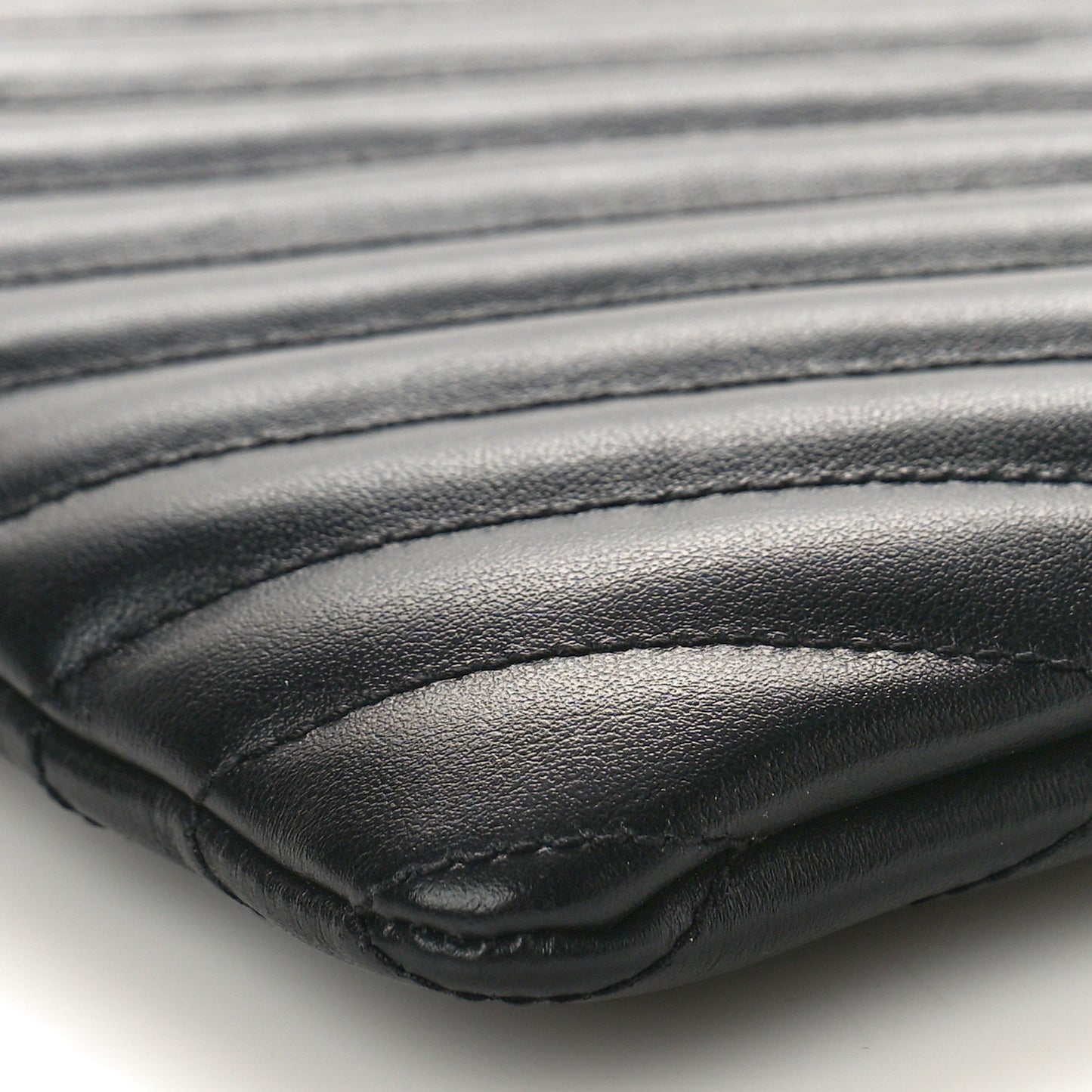 Calfskin Matelasse Chevron Monogram A5 Wristlet Black