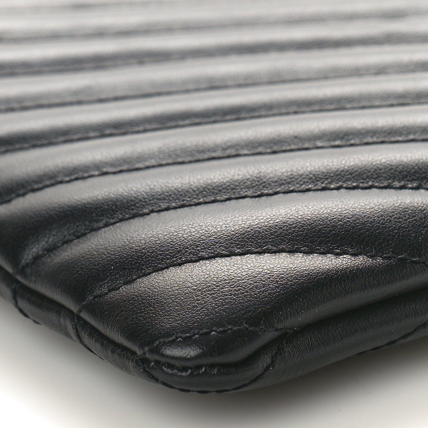 Saint Laurent Calfskin Matelasse Chevron Monogram A5 Wristlet Black 9 of 10