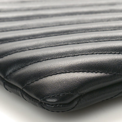 Saint Laurent Calfskin Matelasse Chevron Monogram A5 Wristlet Black 9 of 10