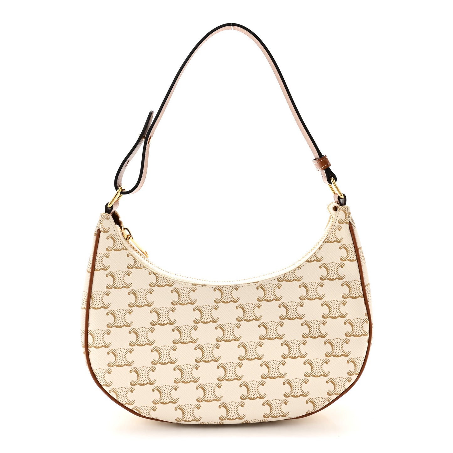 Canvas Calfskin Ava Triomphe Shoulder Bag White
