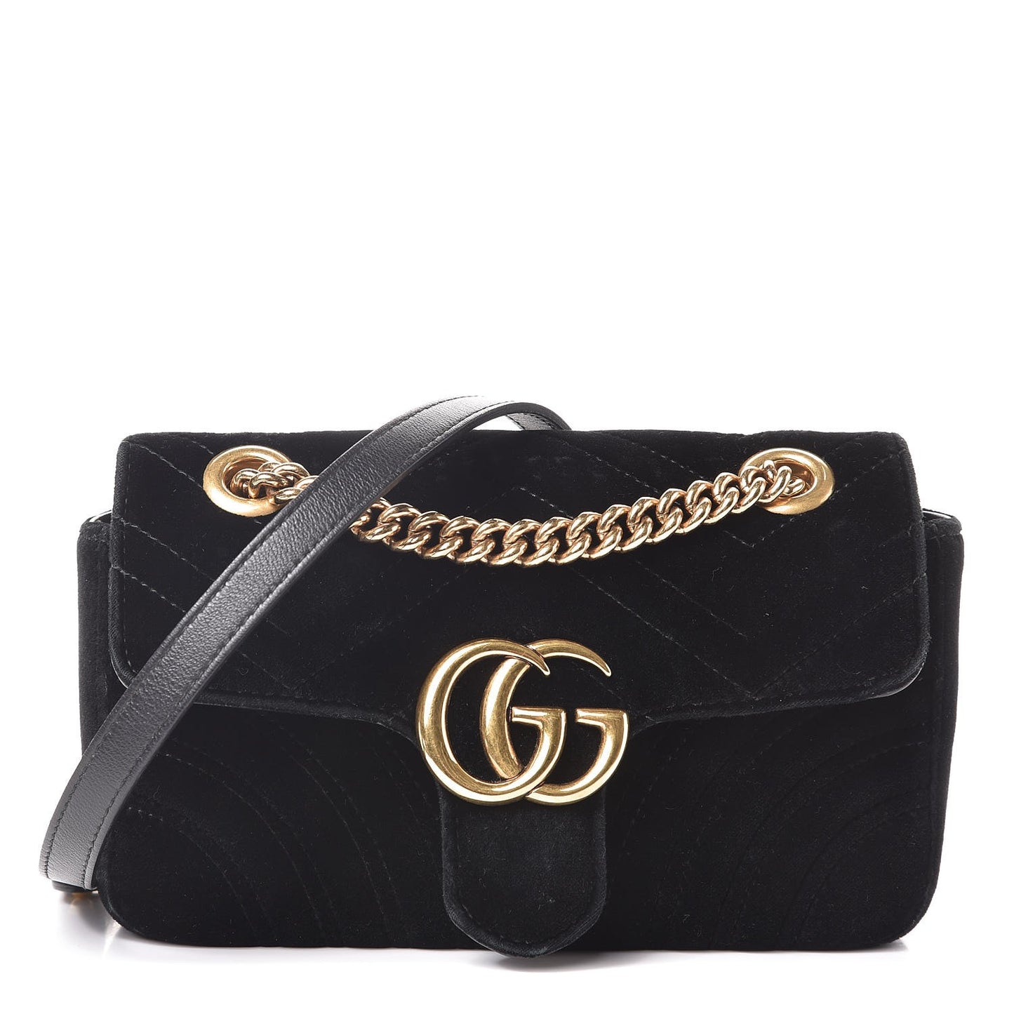 Velvet Matelasse Mini GG Marmont Shoulder Bag Black